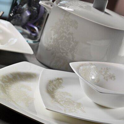 Aryıldız Bone Square Porselen 83 Parça 12 Kişilik Yemek Takımı - ARYILDIZ