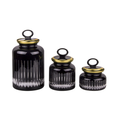 Aryıldız 60002-1 Black Lotus 3 Parça Cam Kavanoz Set - ARYILDIZ