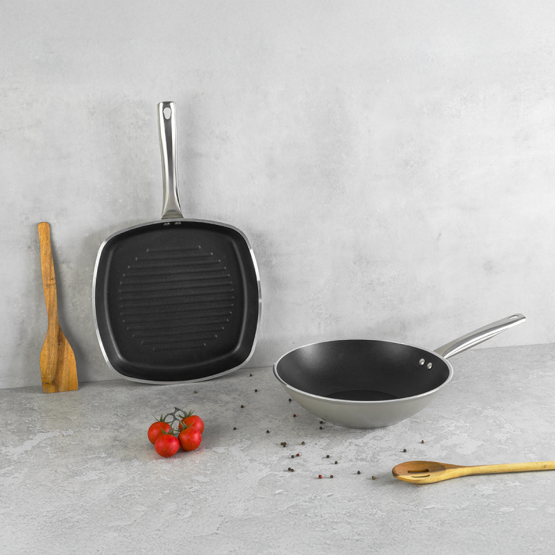 Aryıldız Atlanta 2 Parça Wok + Grill Tava Seti Beige - 1