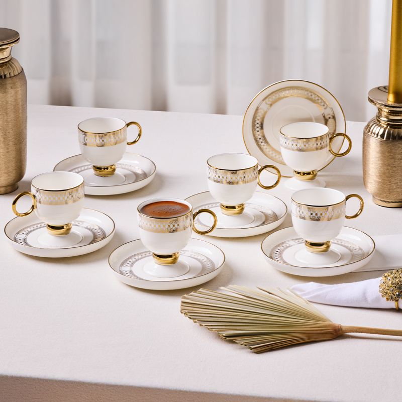 Aryıldız Aurelia Gold 12 Parça 6 Kişilik Kahve Fincan Takımı 90 ml - 1