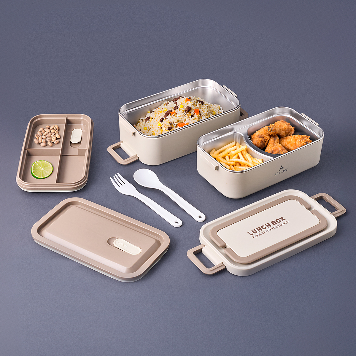 Aryıldız Bento Lunch Box Beige 2000 ml - ARYILDIZ