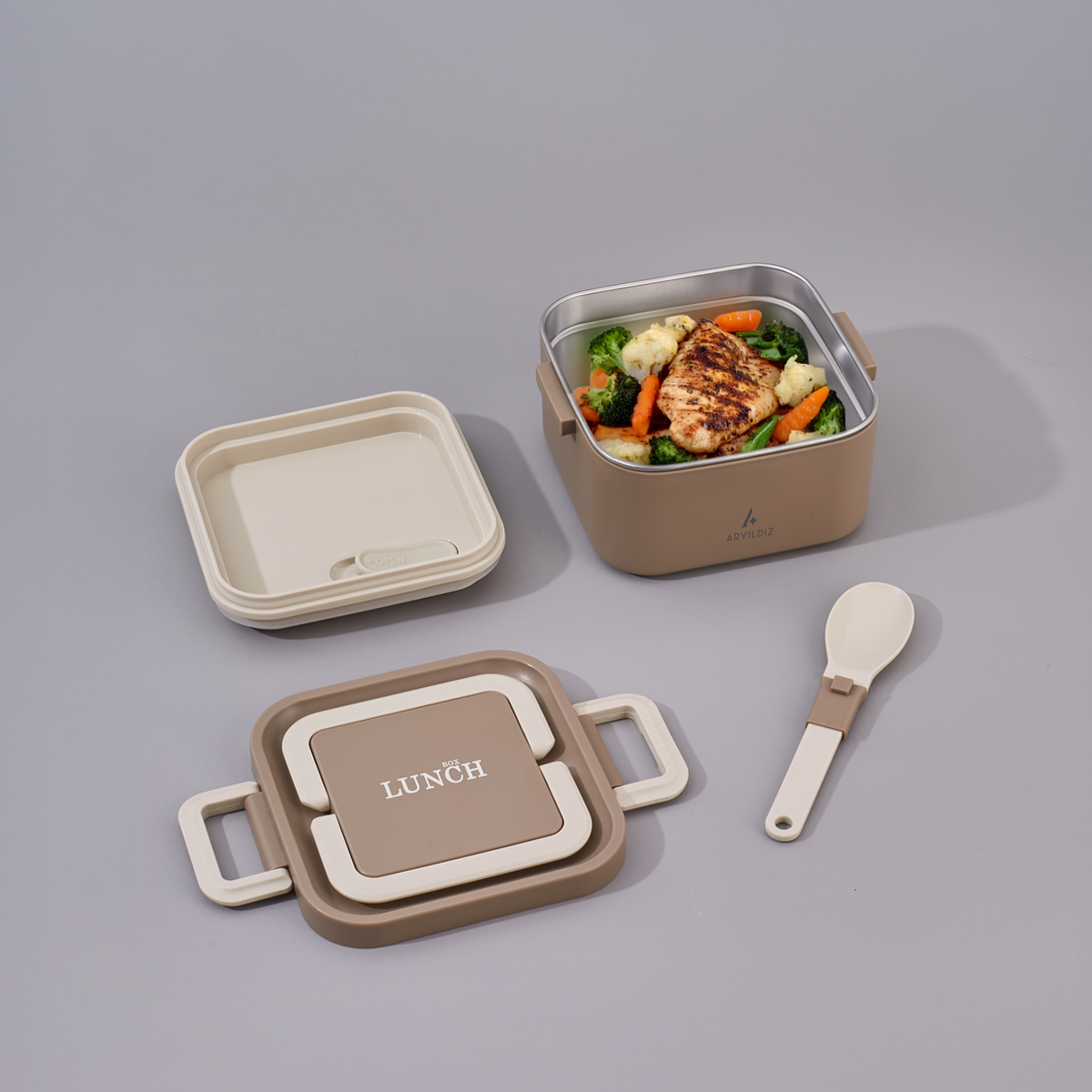 Aryıldız Bento Lunch Box Kare Haki 700 ml - ARYILDIZ