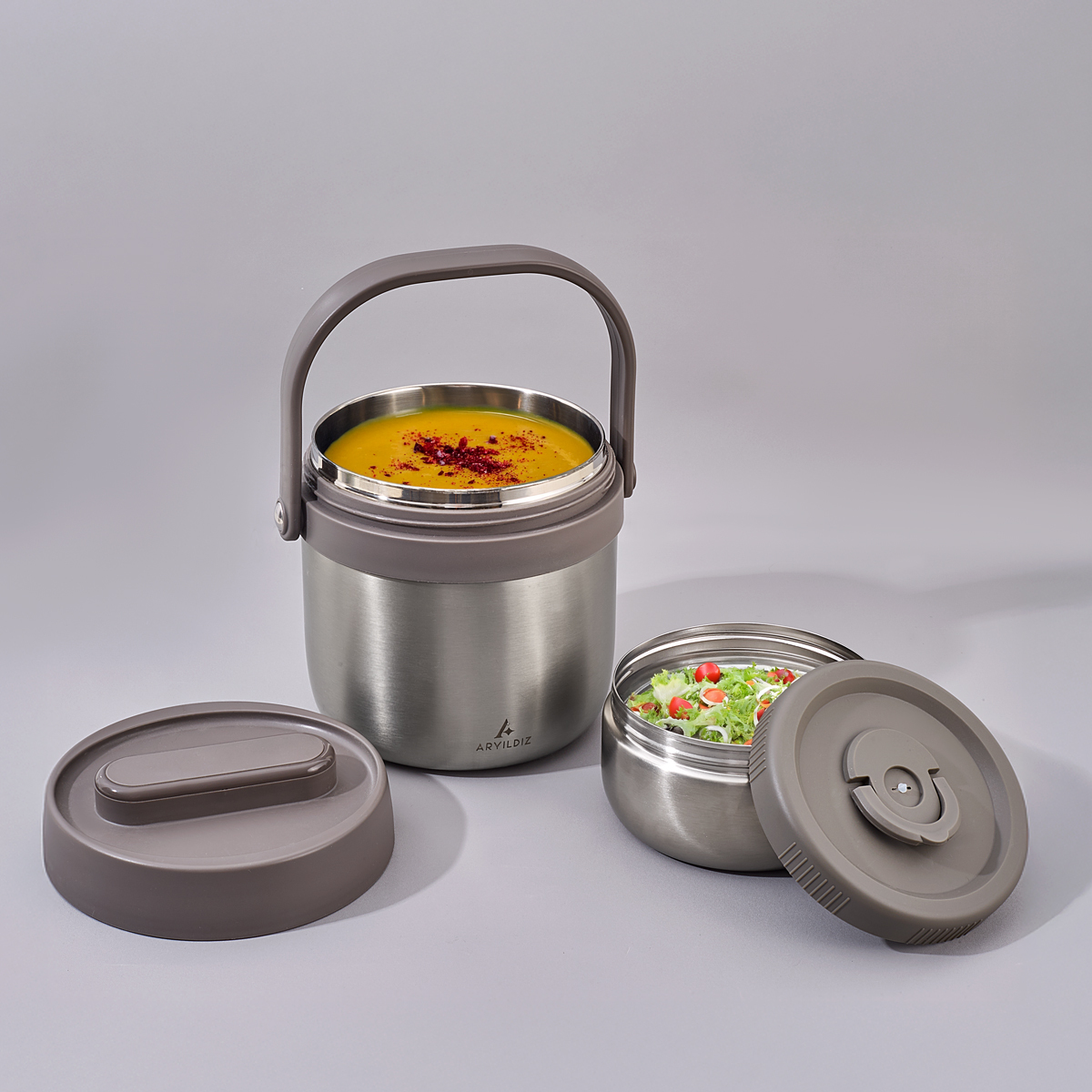 Aryıldız Bento Yuvarlak Lunch Box Steel 1400 ml - ARYILDIZ