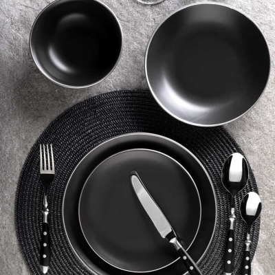 Aryıldız Black-Silver 24 Parça Yemek Takımı - ARYILDIZ