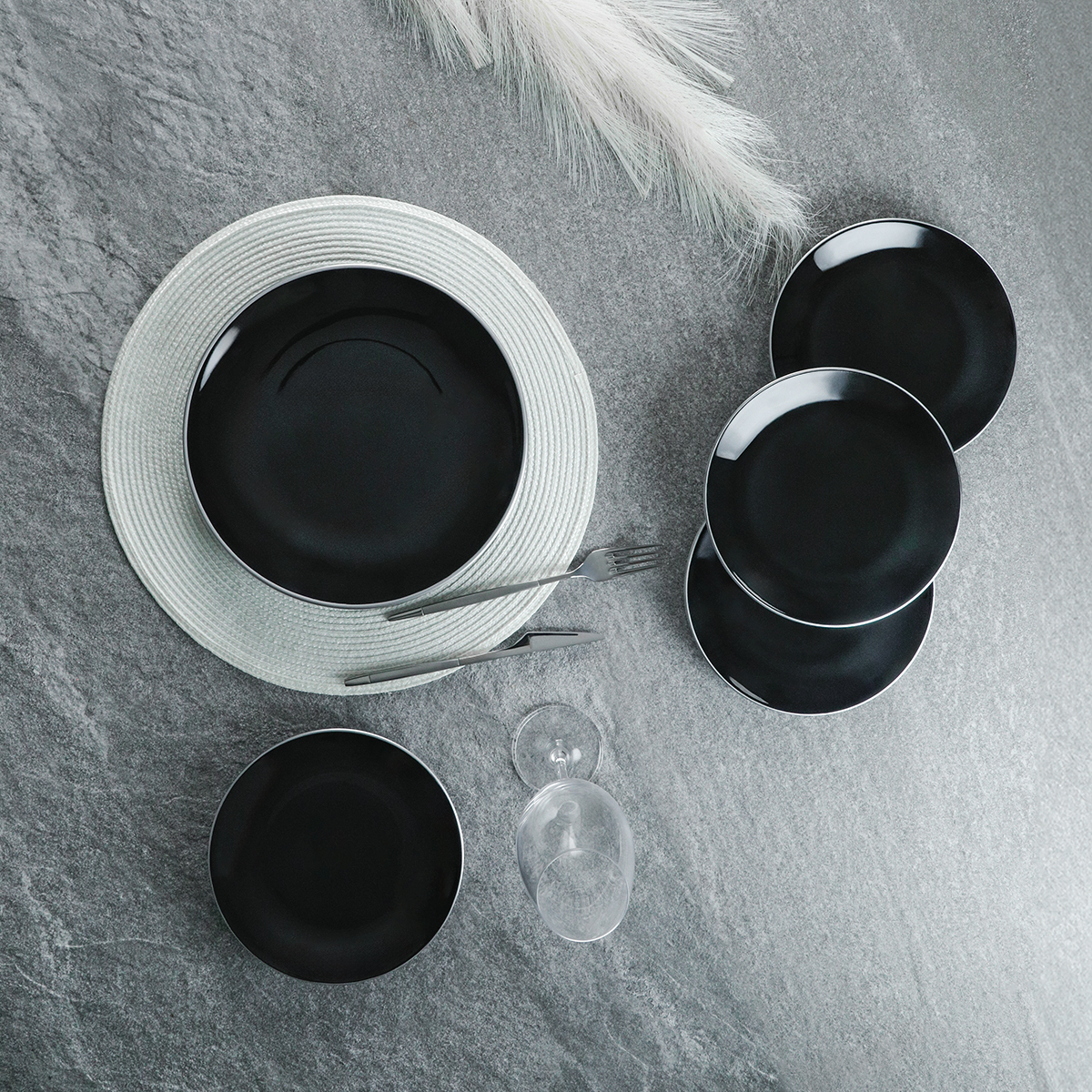 Aryıldız Black Silver 7 Parça Pasta Seti - ARYILDIZ