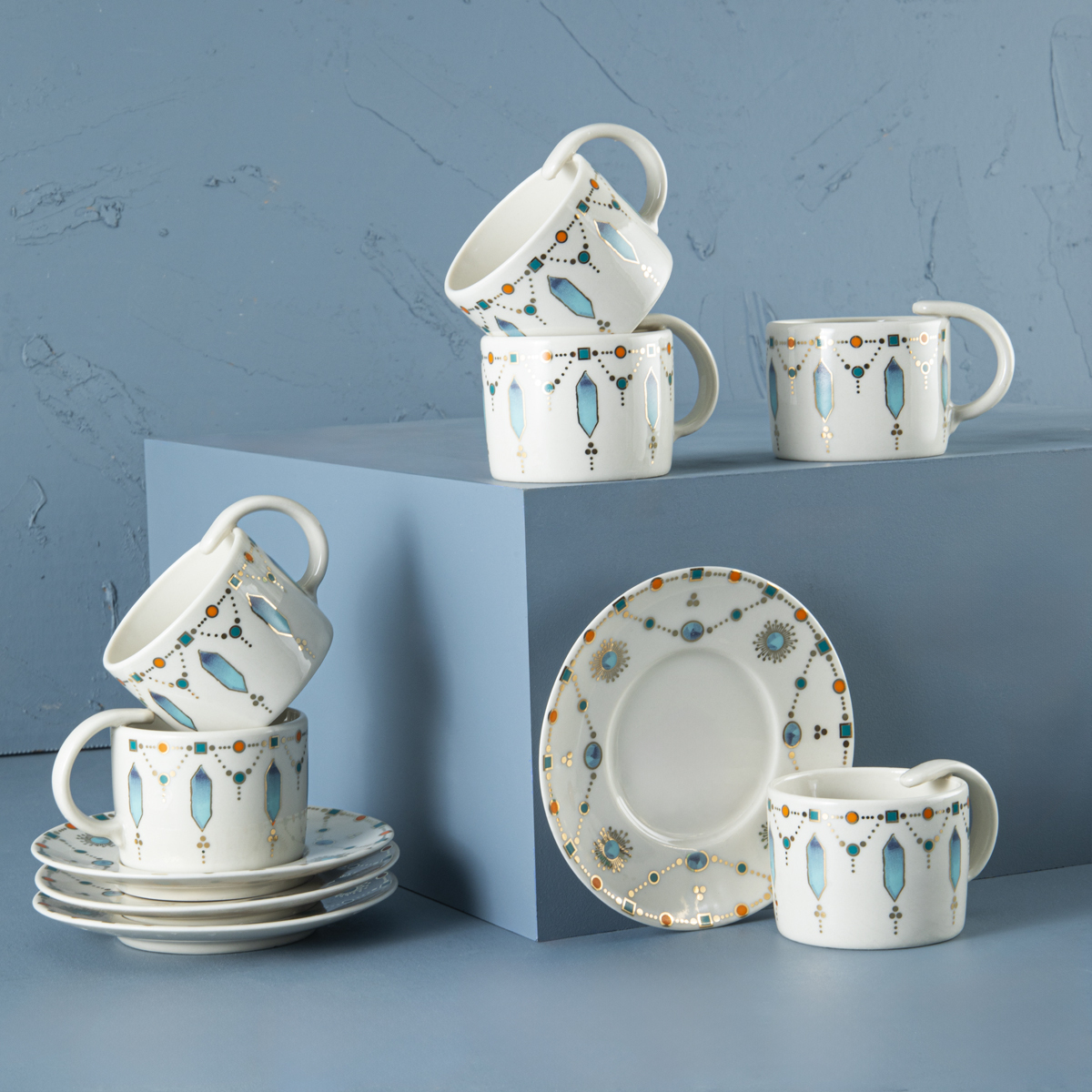 Aryıldız Blue Diamond 12 Parça 6 Kişilik Kahve Fincan Takımı 90 ml - ARYILDIZ