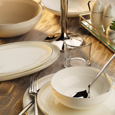 Aryıldız Bone Porselen Platin 54 Parça 12 Kişilik Yemek Takımı - ARYILDIZ
