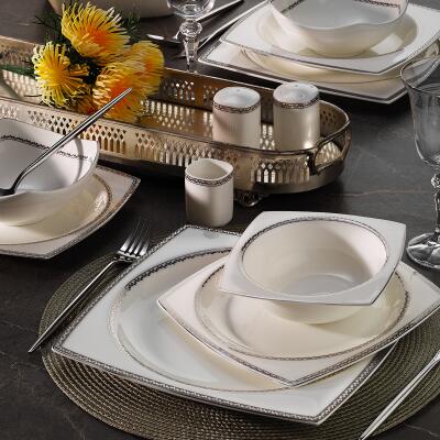Aryıldız Bone Square Line Platin 60 Parça 12 Kişilik Yemek Takımı - ARYILDIZ