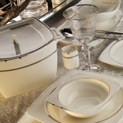 Aryıldız Bone Square Platin 60 Parça 12 Kişilik Yemek Takımı - ARYILDIZ