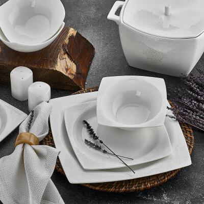 Aryıldız Bone Square Porselen 60 Parça 12 Kişilik Yemek Takımı - ARYILDIZ