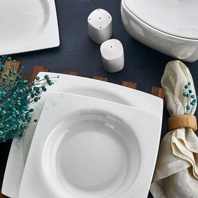 Aryıldız Bone Square Porselen 60 Parça 12 Kişilik Yemek Takımı 45002 - ARYILDIZ