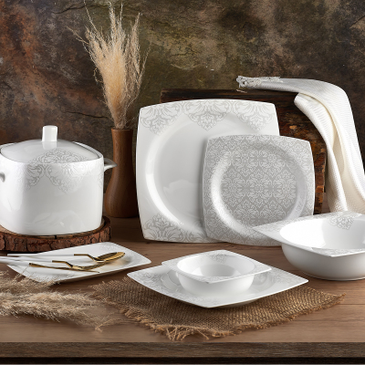 Aryıldız Bone Square Porselen 60 Parça 12 Kişilik Yemek Takımı - ARYILDIZ