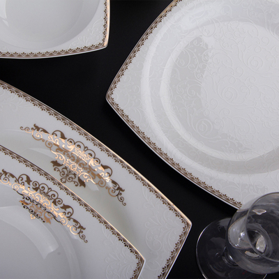 Aryıldız Bone Square Porselen 62 Parça 12 Kişilik Yemek Takımı - ARYILDIZ