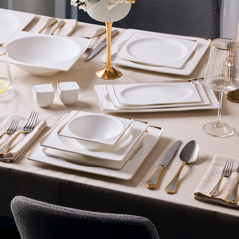 Aryıldız Crystal İxir Gold 56 Parça 12 Kişilik Yemek Takımı - 1