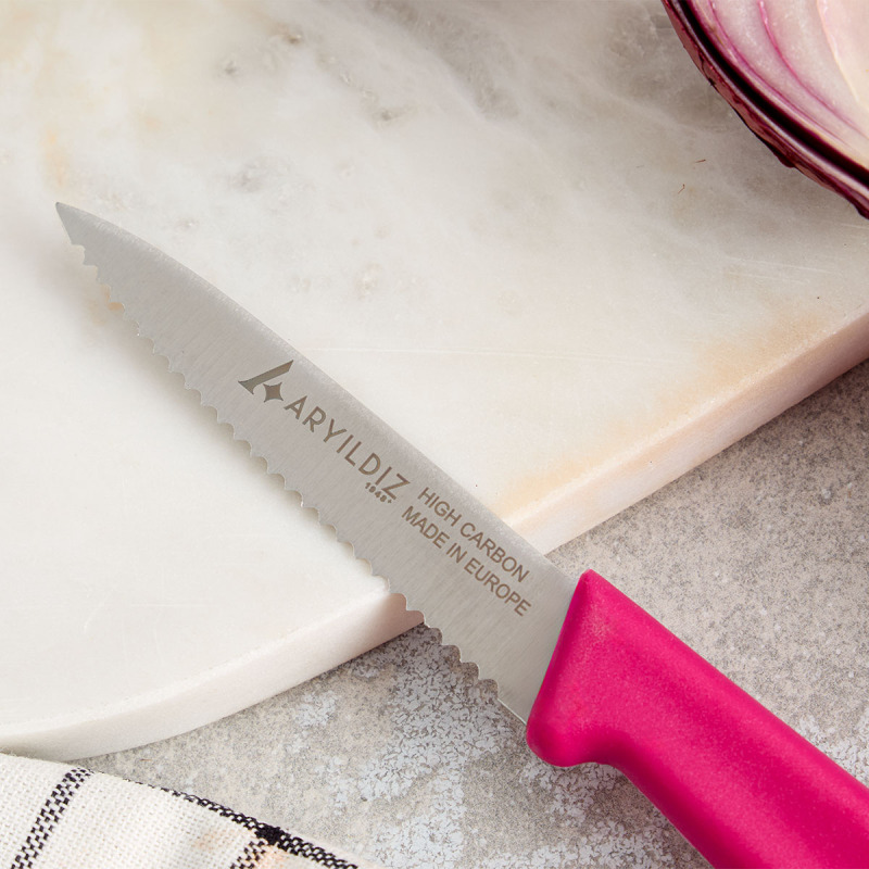 Aryıldız Daily Tırtıklı Meyve Bıçağı Pembe 9 cm - 1