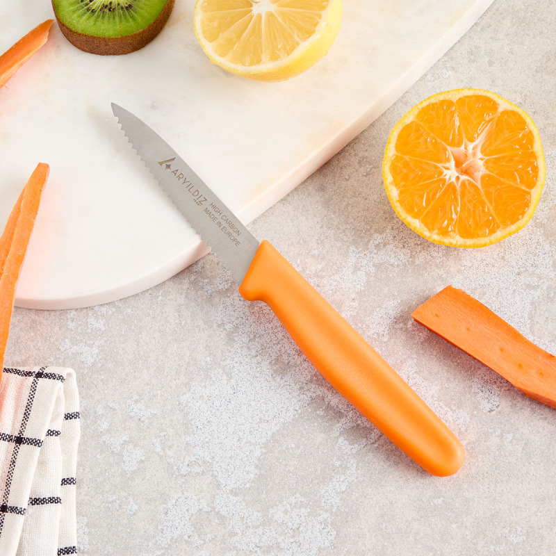 Aryıldız Daily Tırtıklı Meyve Bıçağı Turuncu 9 cm - 1