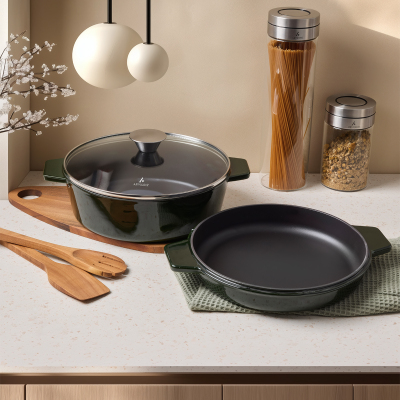 Aryıldız Duo Cast İron Tencere Fesleğen 24 cm - 2