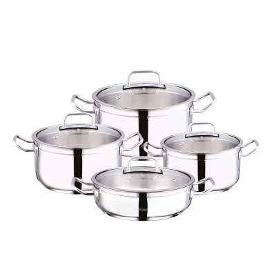 Aryıldız Elegant Cam Kapak 8 Parça Çelik Tencere Seti - ARYILDIZ