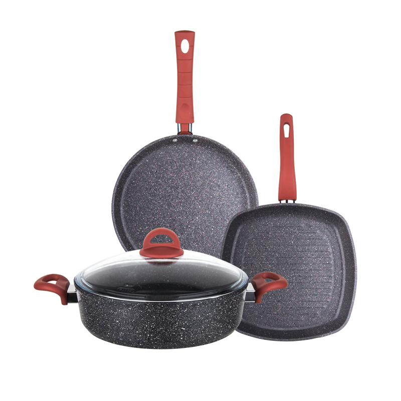 Aryıldız Granit Krep+Grill+28 Kısa Tencere Set - 1