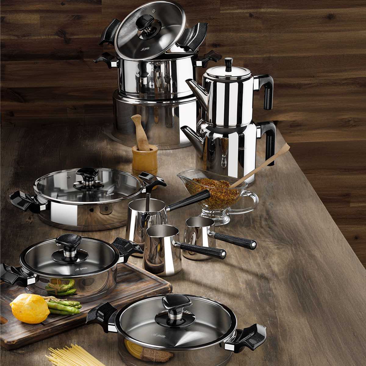 Aryıldız King 20 Parça Ideal Set Cam Kapak Siyah - ARYILDIZ