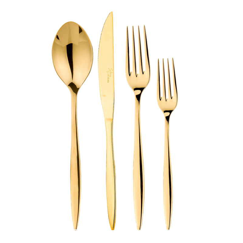 Aryıldız Noble Pvd 24 Parça 6 Kişilik Çatal Kaşık Bıçak Takımı Parlak Gold - 1