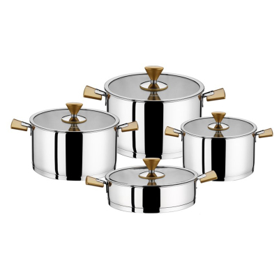 Aryıldız Piramit 8 Parça Tencere Seti Gold - ARYILDIZ