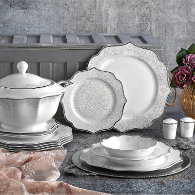 Aryıldız Prestige Porselen 60 Parça 12 Kişilik Yuvarlak Yemek Takımı - ARYILDIZ