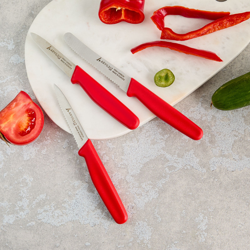 Aryıldız Solo 3 Parça Bıçak Seti kırmızı - 1