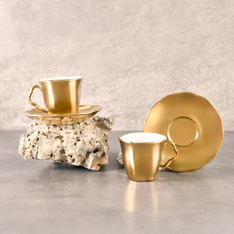 Aryıldız Stellar Gold 4 Parça 2 Kişilik Türk Kahve Fincan Takımı 90 ml - 1