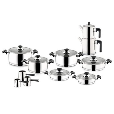 Aryıldız T-T King Ideal Set Simli Siyah 22 Parça - ARYILDIZ