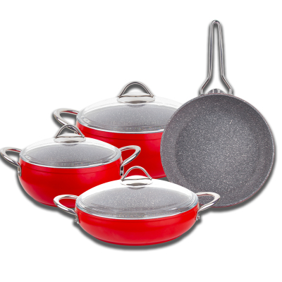 Aryıldız T-T Kula Tencere Set Kırmızı 7 Parça - ARYILDIZ
