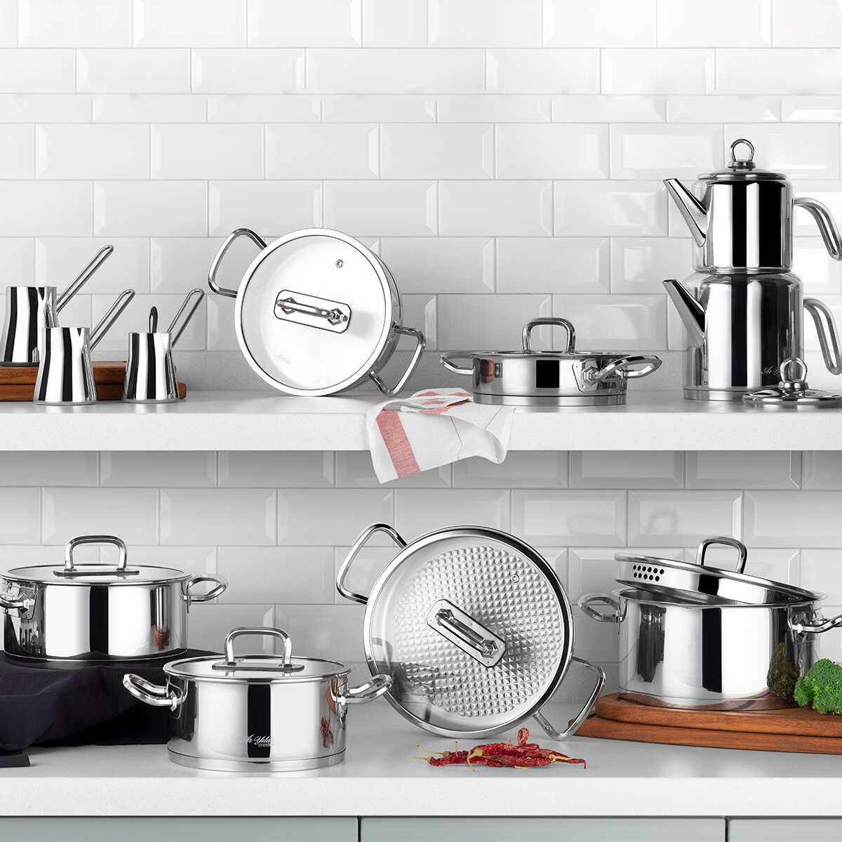 Aryıldız Vogue 20 Parça Cam Kapak Ideal Çelik Çeyiz Seti - ARYILDIZ