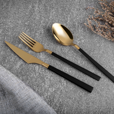 Aryıldız Vogue Pvd Gold Siyah 24 Parça 6 Kişilik Çatal Kaşık Bıçak Takımı - ARYILDIZ