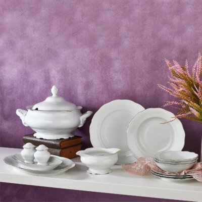 Aryıldız Yuvarlak 60 Parça 12 Kişilik Porselen Yemek Takımı - ARYILDIZ