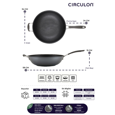 Circulon 34 cm Wok Tava - 7