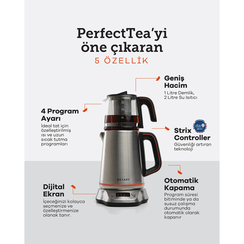 Dexart Perfect Tea Dijital Çay Makinesi Siyah - 3