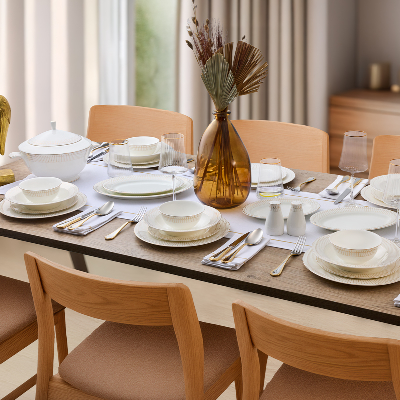 Evaliza Charm Gold 60 Parça 12 Kişilik Yemek Takımı - 1