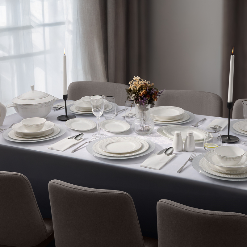 Evaliza Charm Platin 60 Parça 12 Kişilik Yemek Takımı - 1