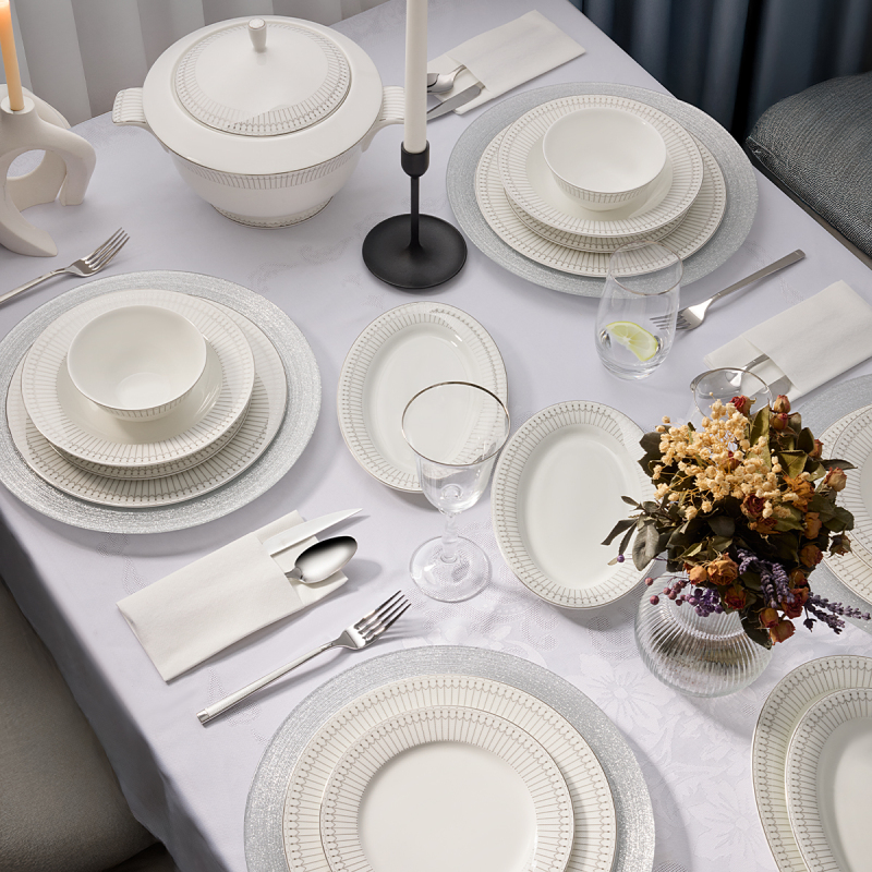 Evaliza Charm Platin 60 Parça 12 Kişilik Yemek Takımı - 2