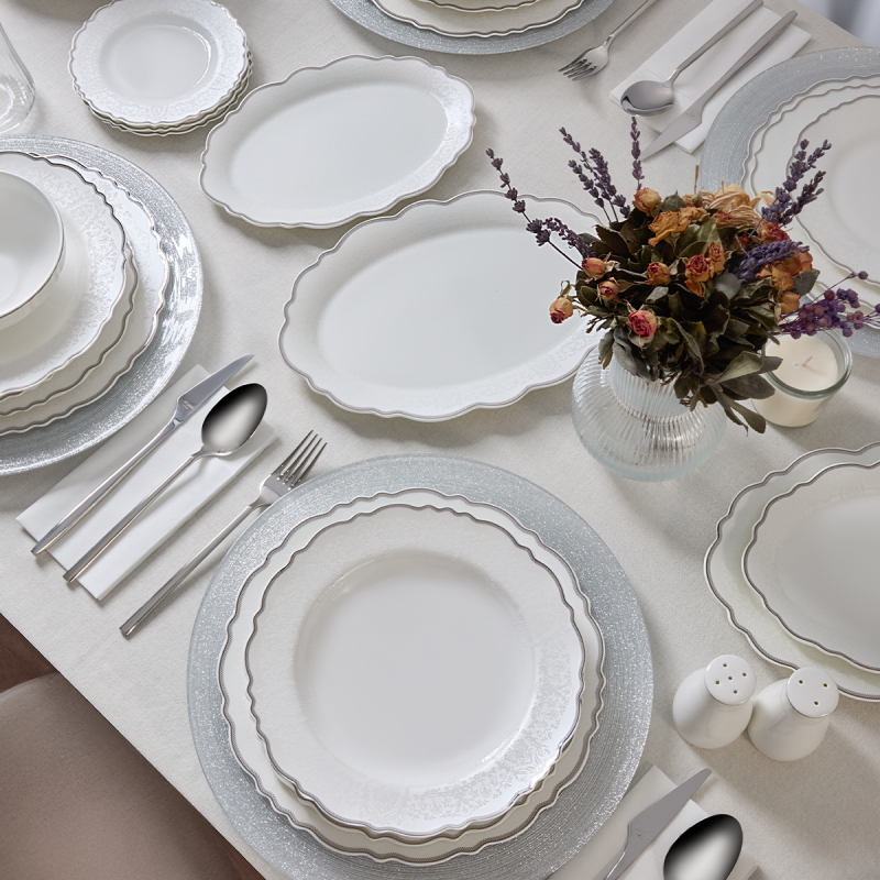 Evaliza Lace Platin 85 Parça 12 Kişilik Yemek Takımı - 2