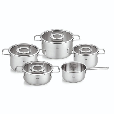 Fissler Pure Collection 9 Parça Cam Kapak Çelik Tencere Seti - 1