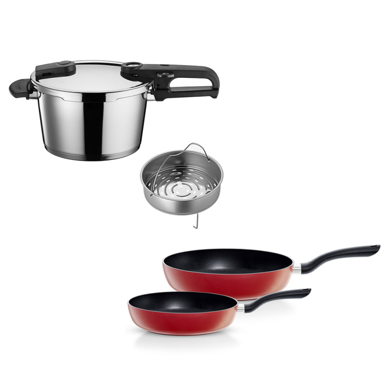 Fissler Vitaquick Edition 4,5 Litre Düdüklü Tencere + Kırmızı Cenit Tava Set - 1