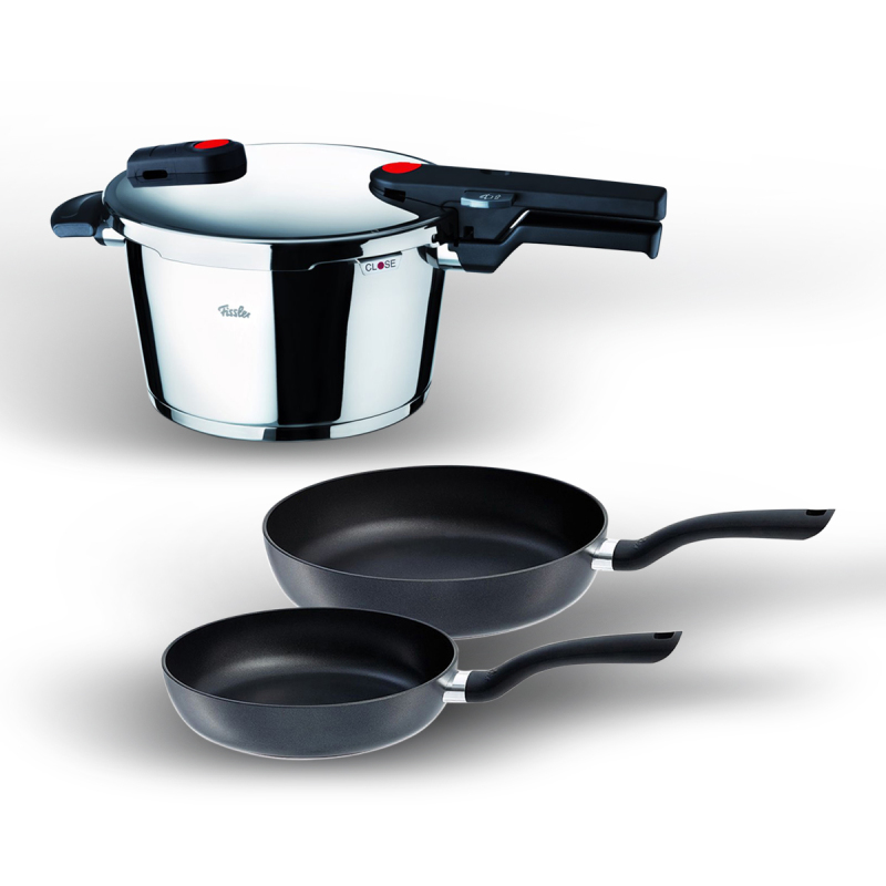Fissler Vitaquick Red Point 6 Litre Düdüklü Tencere+Tava Set - 1