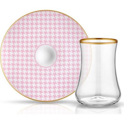 Koleksiyon Dervish Çay Seti 6'lı Ekose Pembe - KOLEKSIYON