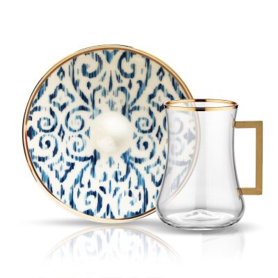 Koleksiyon Dervish Kulplu Çay Seti 6'lı Nomad Kobalt - KOLEKSIYON