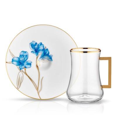 Koleksiyon Dervish Kulplu Gawa Set 6+6 Lily Parlak Altın - KOLEKSIYON