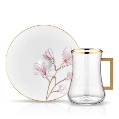 Koleksiyon Dervish Kulplu Gawa Set 6+6 Magnolia Parlak Altın - KOLEKSIYON