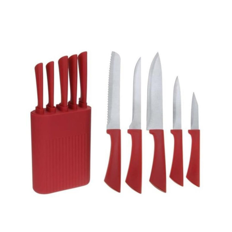 Koopman Blok Bıçak Set Kırmızı 6 Parça - 1