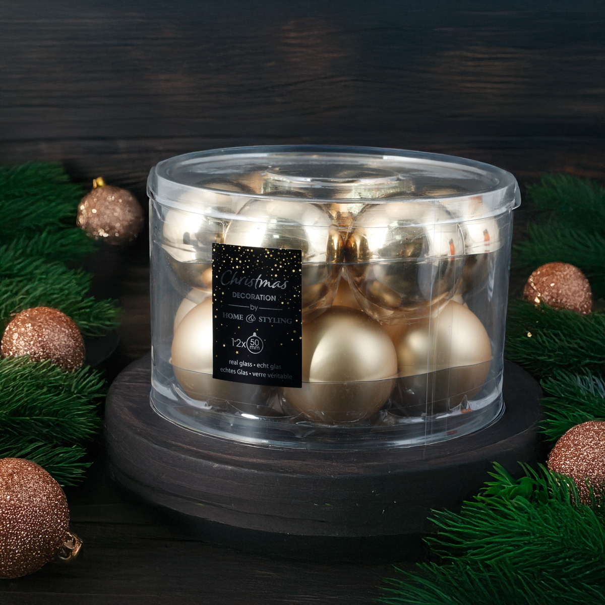Koopman New Year 12 Parça Yılbaşı Topu Gold 50 mm - KOOPMAN