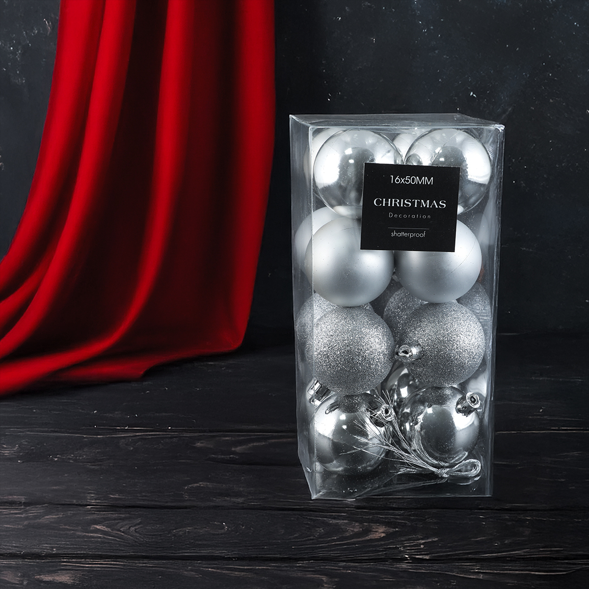 Koopman New Year 16 Parça Yılbaşı Topu Silver 50 mm - KOOPMAN